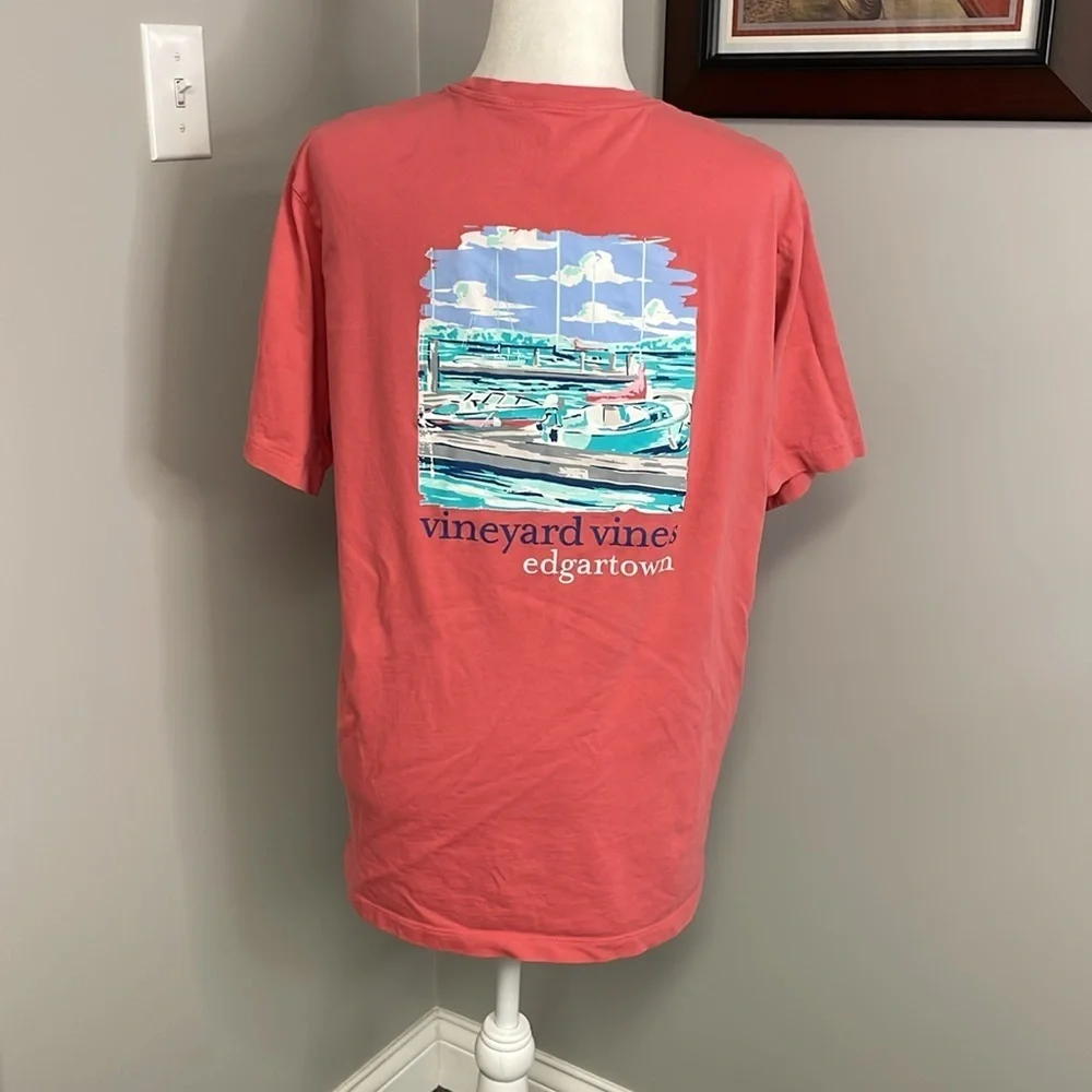 Vineyard Vines Edgartown Pink Short Sleeve Tee Nautical‎ Boats Ocean Sean Medium